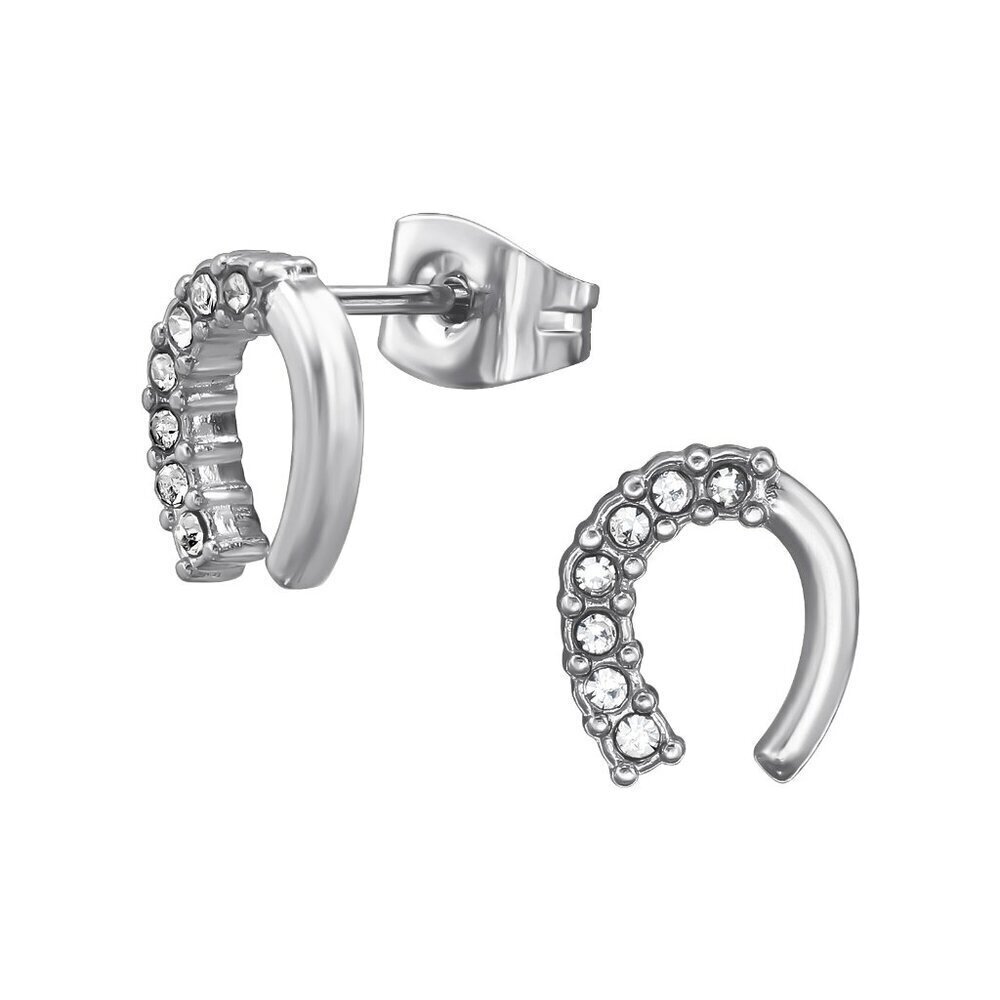 Stainless Steel Horseshoe Crystal Stud Earrings 8mm Lucky